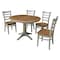 International Concepts Round 36 in Rd Extension Dining Table, 4 Emily Chairs, Hickory/Stone, 36 W, 48 L, 30.1 in H, Wood K41-36RXT-27B-C617-4 - alternate 1